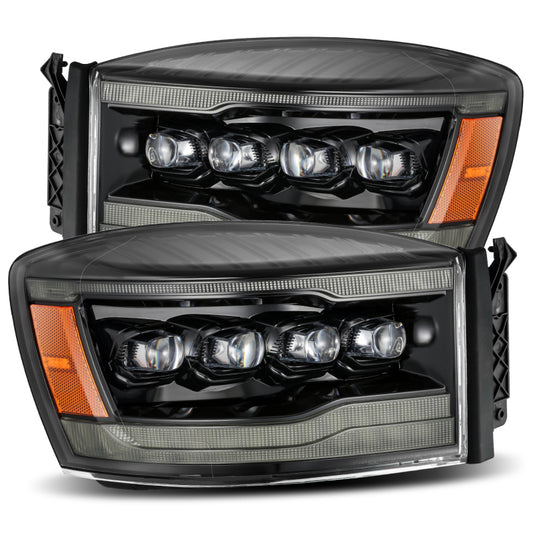 AlphaRex 880538 06-08 RAM 1500HD NOVA LED Proj Headlights Plank Style Alpha Blk w/Seq Signal/DRL/Amber LED