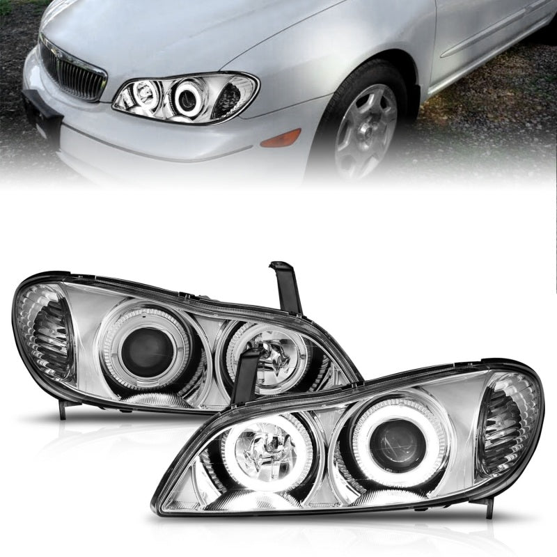 ANZO 121078 2000-2004 Infiniti I30 Projector Headlights w/ Halo Chrome