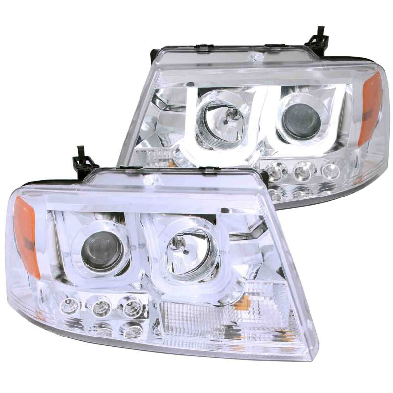 ANZO 111287 2004-2008 Ford F-150 Projector Headlights w/ U-Bar Chrome