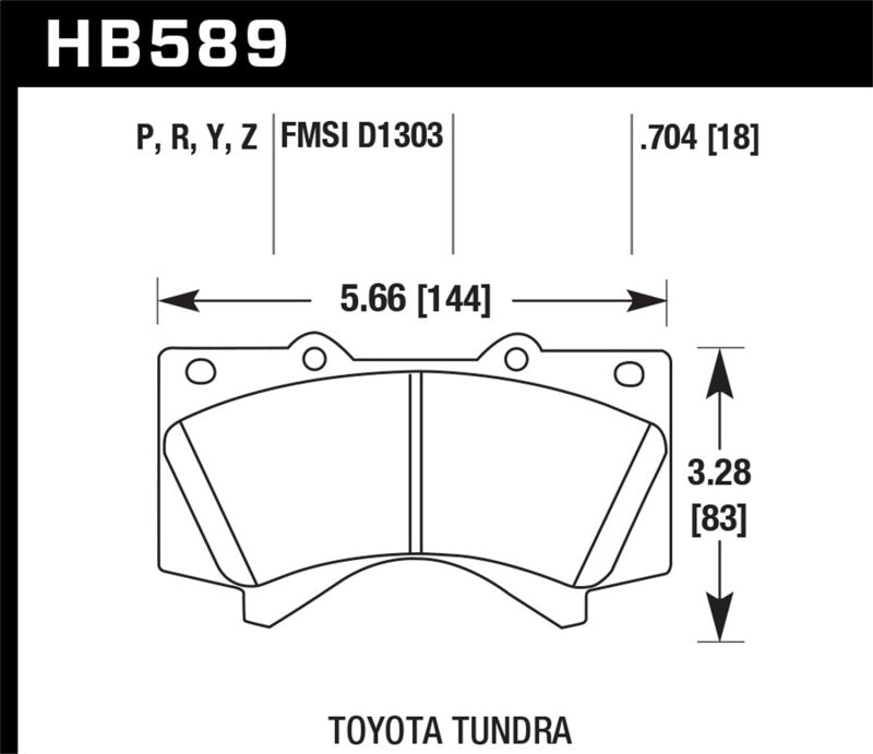 Hawk Performance HB589P.704 Hawk 08-10 Toyota Land Cruiser / 07-10 Tundra Super Duty Street Front Brake Pads
