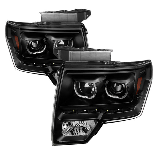 SPYDER 9032226 xTune Ford F150 09-14 Projector Headlights Halogen Model Only LED Halo Black PRO-JH-FF15009-CFB-BK