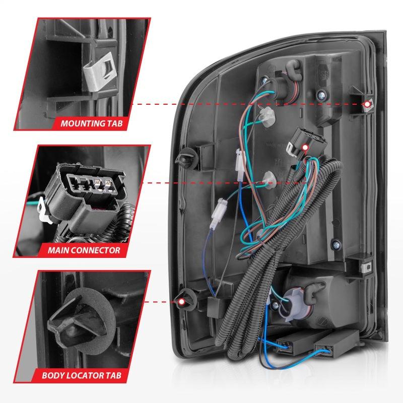 ANZO 311381 2007-2013 Chevrolet Silverado1500/ 2500/ 3500 LED Tail Lights w/ Light Bar Black Housing Smoke