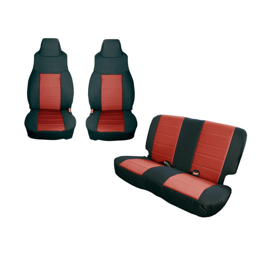 Rugged Ridge 13292.53 Seat Cover Kit Black/Red 97-02 Jeep Wrangler TJ