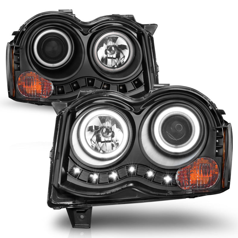 ANZO 111213 2008-2010 Jeep Grand Cherokee Projector Headlights w/ Halo Black (CCFL)