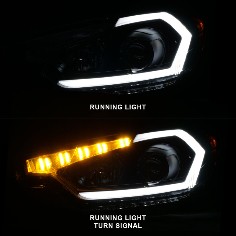 ANZO 121562 2014-2016 Kia Forte Projector Headlights w/ Light Bar Black Housing w/ DRL