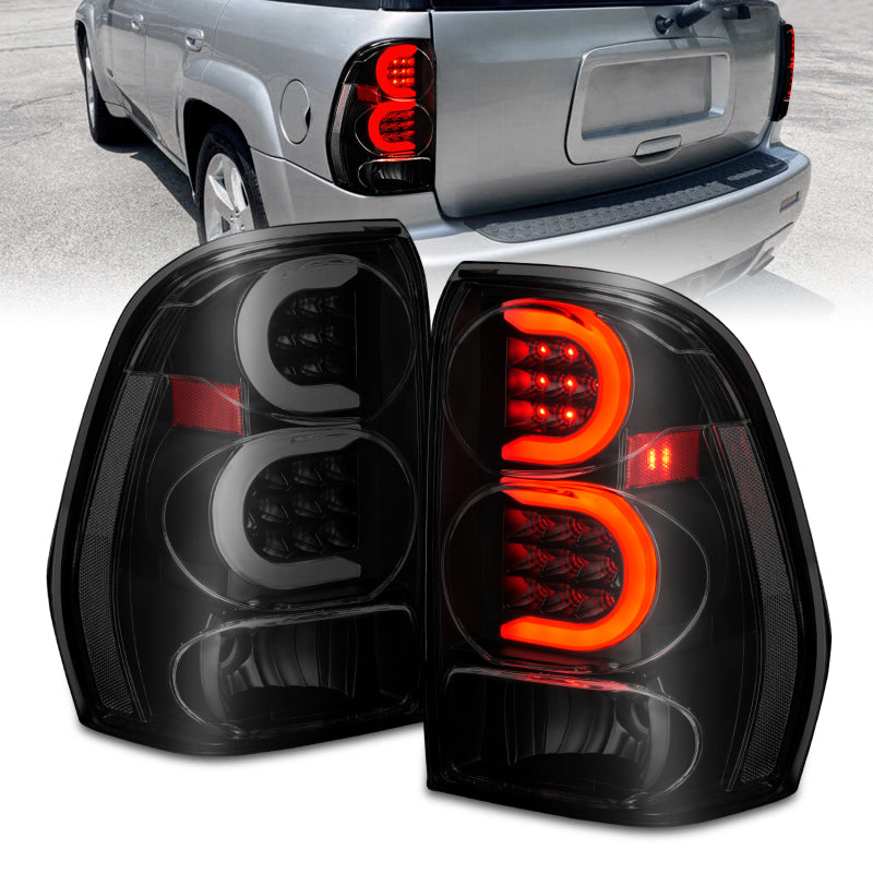 ANZO 311372 2002-2009 Chevrolet Trailblazer LED Tail Lights w/ Light Bar Black Housing Smoke Lens