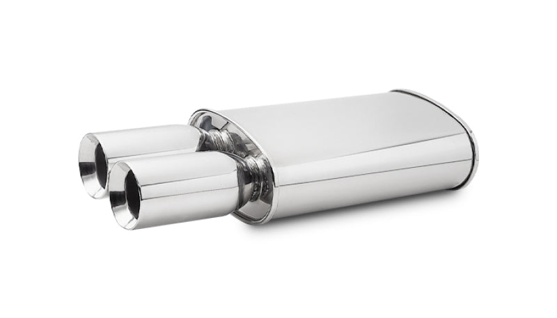 Vibrant 1047 StreetPower Turbo Oval Muff w/ Dual 3.5in Round Tips Straight Cut Bev Edge 3in inlet I.D.