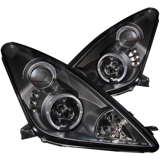 ANZO 121387 2000-2005 Toyota Celica Projector Headlights w/ Halo Black