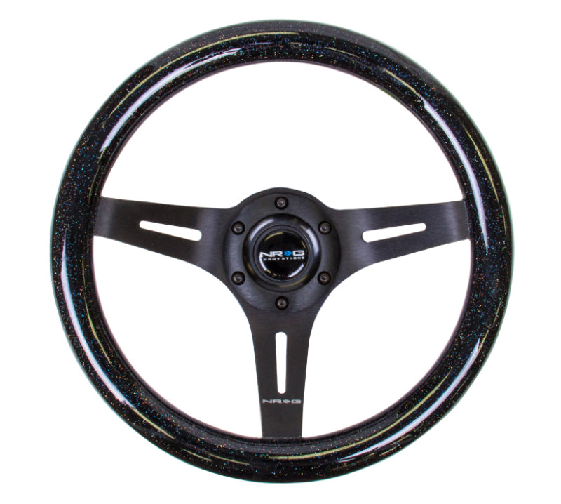 NRG ST-310BSB-BK Classic Wood Grain Steering Wheel (310mm) Black Sparkle w/Blk 3-Spoke Center