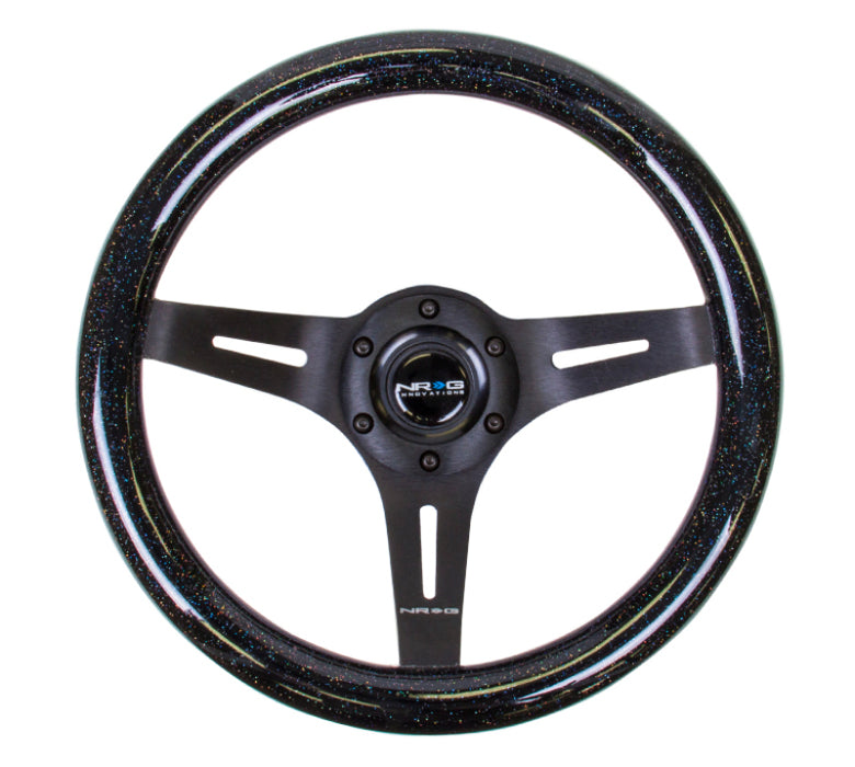 NRG ST-310BSB-BK Classic Wood Grain Steering Wheel (310mm) Black Sparkle w/Blk 3-Spoke Center