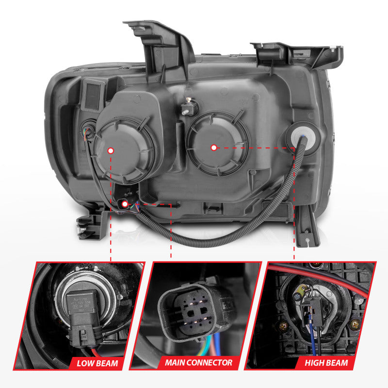 ANZO 111381 2015+ GMC Canyon Projector Headlights w/ Plank Style Design Black w/ Amber