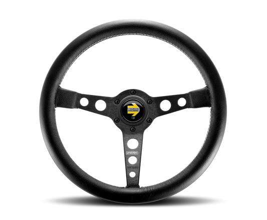 MOMO PRO35BK2B Momo Prototipo Steering Wheel 350 mm - Black Leather/Wht Stitch/Black Spokes