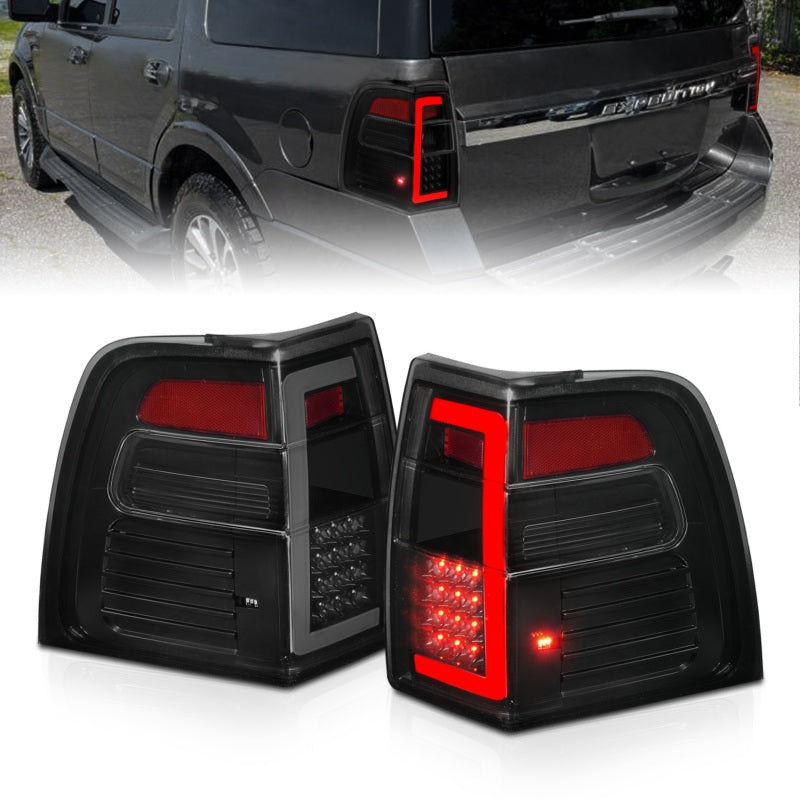 ANZO 311409 07-17 Ford Expedition LED Taillights w/ Light Bar Black Housing Smoke Lens