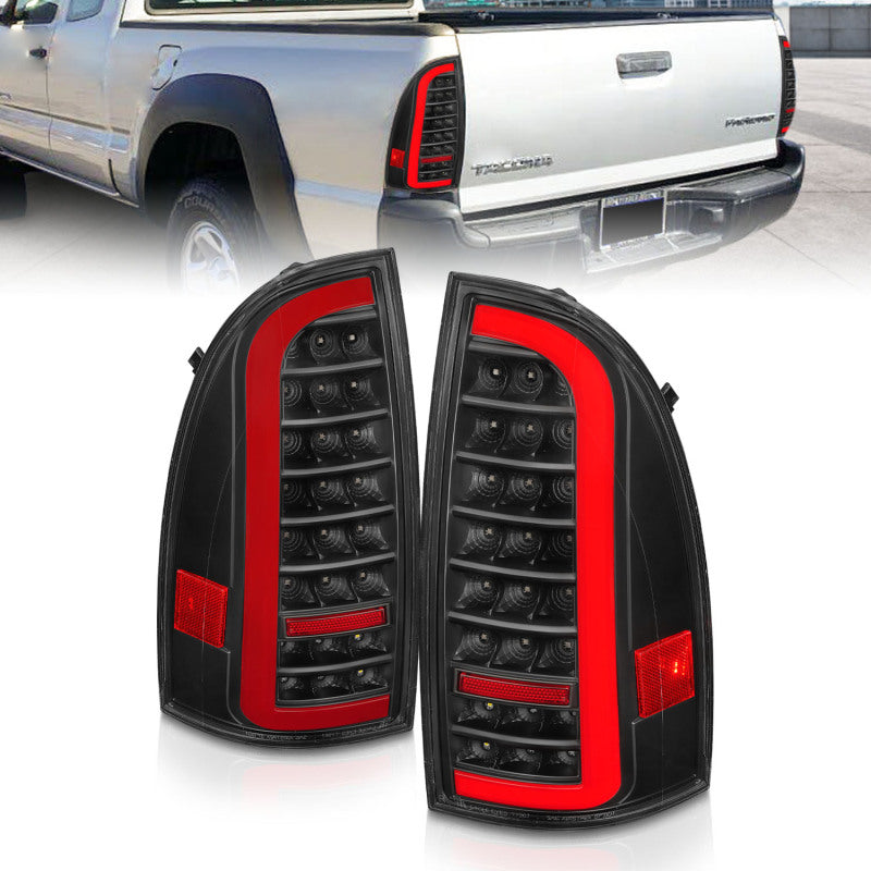 ANZO 311427 05-15 Toyota Tacoma Full LED Tail Lights w/Light Bar Sequential Black Housing Clear Lens
