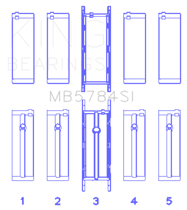King Engine Bearings MB5784SI0.5 BMW N20B20 Main Bearing Set - Size +0.50mm