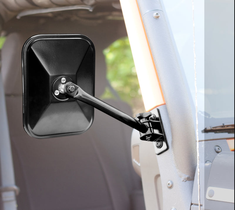 Rugged Ridge 11025.12 97-18 TJ JK Black Rectangular Quick Release Mirrors