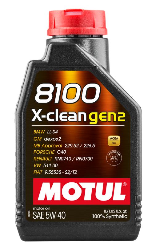 Motul 109761 1L Synthetic Engine Oil 8100 X-CLEAN Gen 2 5W40