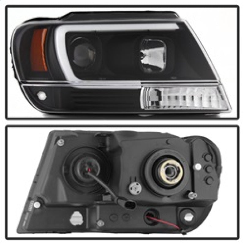 SPYDER 5085221 Spyder 99-04 Jeep Grand Cherokee Projector Headlights - Light Bar DRL LED - Black
