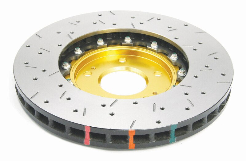 DBA DBA52218GLDXS 03-05 Evo 8/9 Front Drilled & Slotted 5000 Series 2 Piece Rotor Assembled w/ Gold Hat