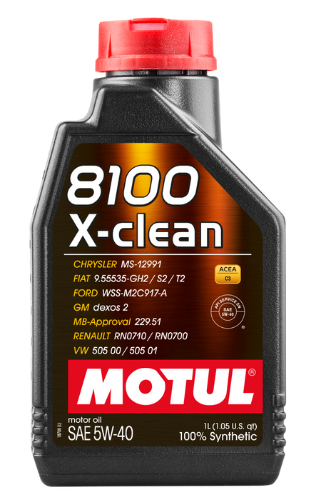 Motul 102786 1L Synthetic Engine Oil 8100 5W40 X-CLEAN C3 -505 01-502 00-505 00-LL04