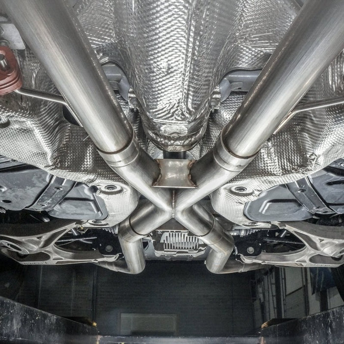 Stainless Works JEEP1862CB-S 2018 Jeep TrackHawk 6.2L 3in Catback System X-Pipe Turbo S-Tube Muffler Stock Exit