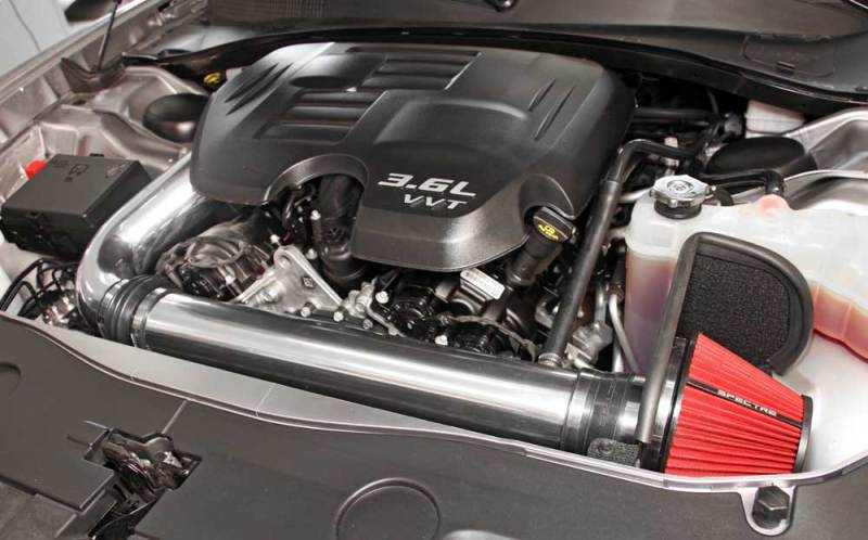 Spectre 9028 11-17 Challenger/Charger 3.6L Air Intake Kit - Polished w/Red Filter