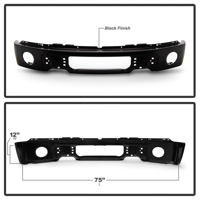 SPYDER 9948459 Spyder Ford F150 09-14 w/Fog Light Hole Front Bumper - Black (OEM # 9L3Z17757DPTM)