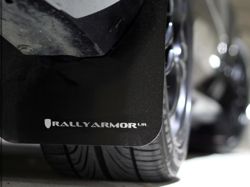 Rally Armor MF1-UR-BLK/WH 02-07 Subaru WRX/STI/RS/2.5i (Wagons Req. Mod.) Black UR Mud Flap w/White Logo