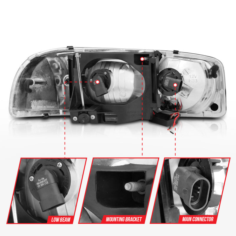 ANZO 111522 99-17 GMC Sierra/Denali Headlights Black Amber (w/C Light Bars)