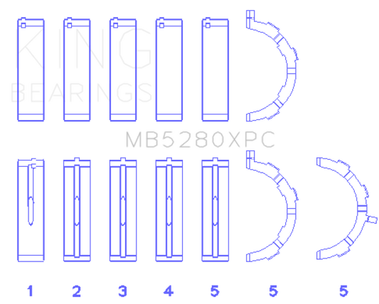 King Engine Bearings MB5280XPC Ford 4.6L/5.4L V8 SOHC Performance Coated Main Bearing Set - Size STD