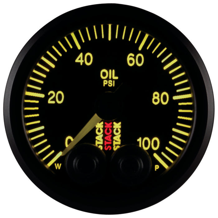 AutoMeter ST3502 Autometer Stack Instruments Pro Control 52mm 0-100 PSI Oil Pressure Gauge - Black (1/8in NPTF Male)