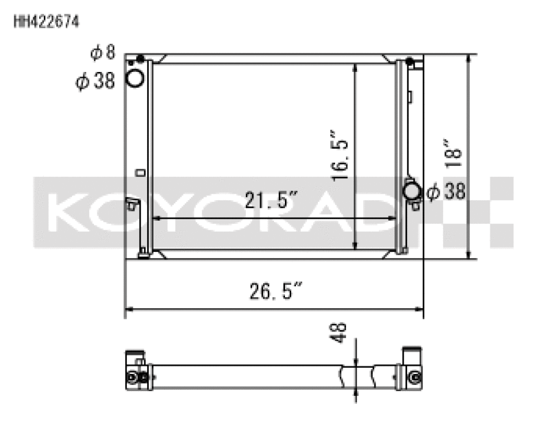 Koyo HH422674 88-99 BMW 3-Series inc. E36 M3 (MT / 6 Cyl. ONLY) Radiator