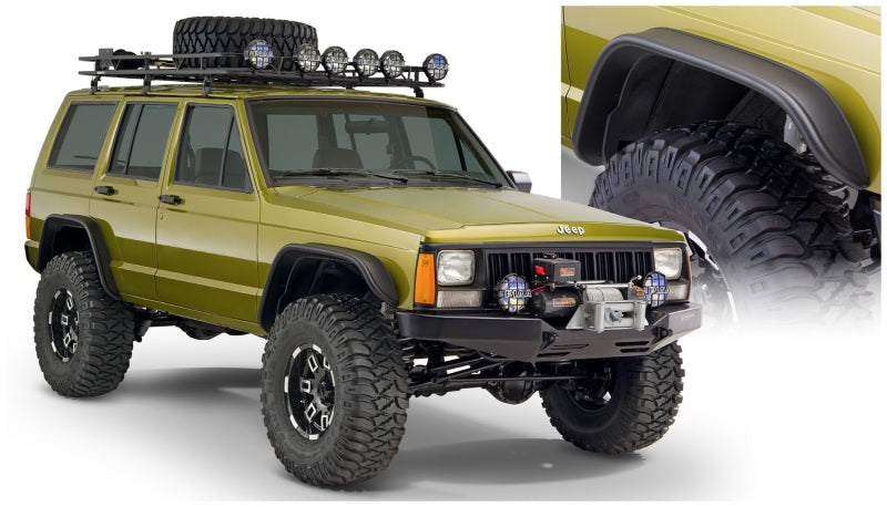 Bushwacker 10922-07 84-01 Jeep Cherokee Flat Style Flares 4pc - Black