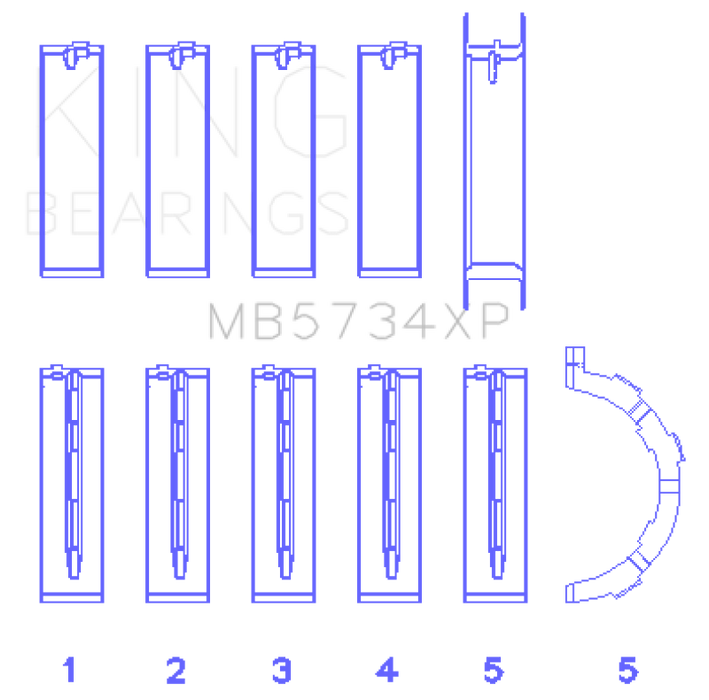 King Engine Bearings MB5734XPSTDX Ford Mustang 302 Coyote (Size STDX) Performance Main Bearing Set