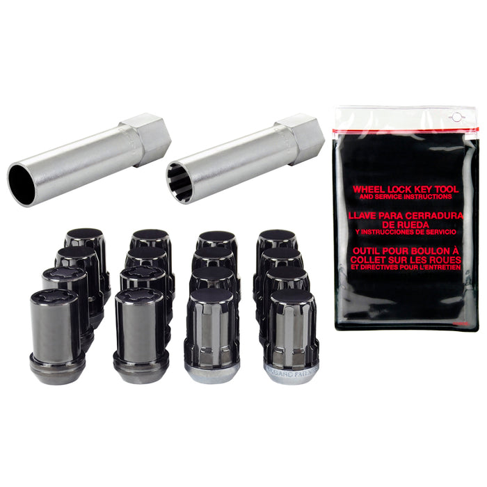 McGard 65457BK SplineDrive Tuner 4 Lug Install Kit w/Locks & Tool (Cone) M12X1.5 / 13/16 Hex - Black