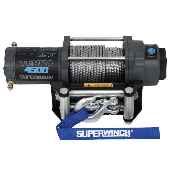 Superwinch 1145260 4500 LBS 12V DC 15/64in x 50ft Steel Rope Terra 4500 Winch - Gray Wrinkle