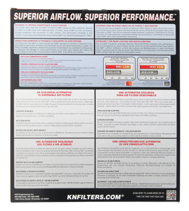 K&N Engineering 33-3153 K&N 19 Porsche 911 3.0L H6 F/I Drop In Replacement Air Filter