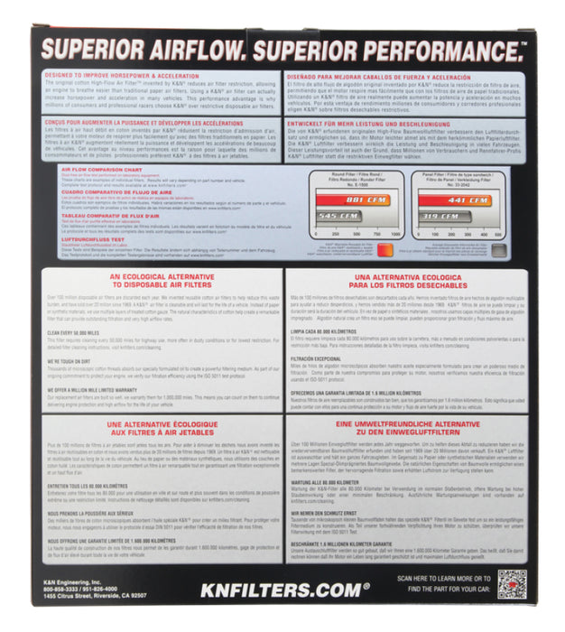 K&N Engineering 33-3153 K&N 19 Porsche 911 3.0L H6 F/I Drop In Replacement Air Filter