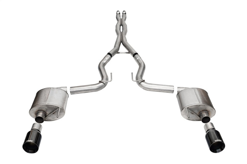 CORSA Performance 21255BLK Corsa 24+ Frd Mustang GT- Sport Cat-Back Ex.Sys 3.0in Dual Rear Exit w/4.5in Blk PVD StraightCut Tip