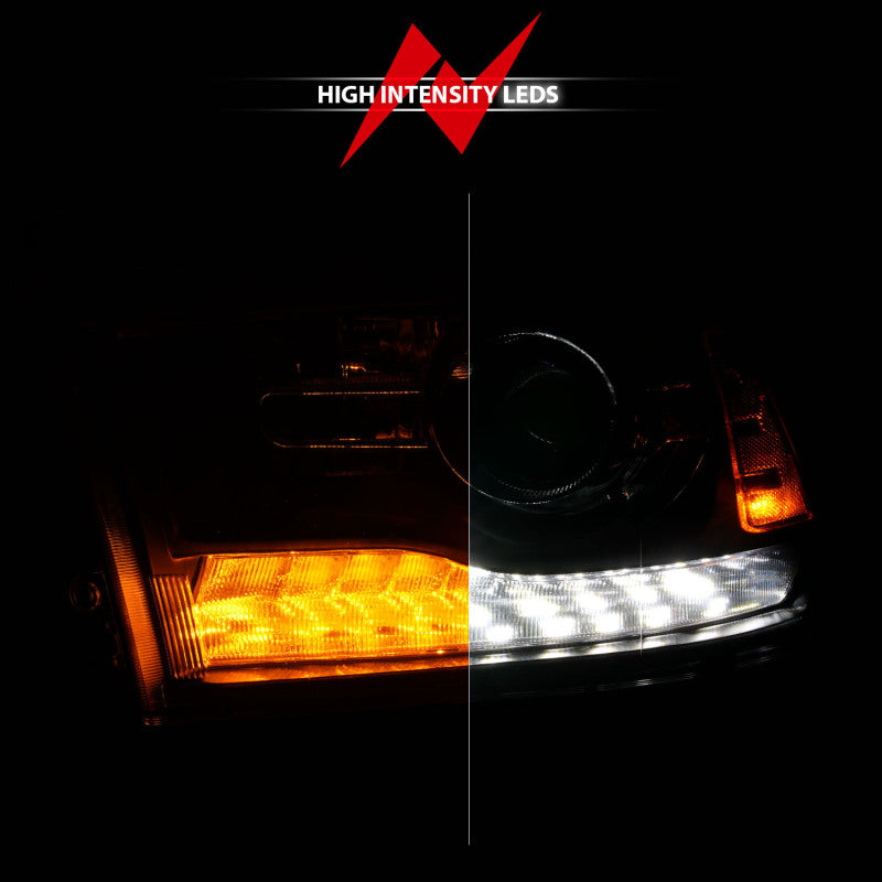 ANZO 111609 09-18 Dodge RAM 1500/2500/3500 LED Plank Style Headlights Switchback + Sequential - Matte Black