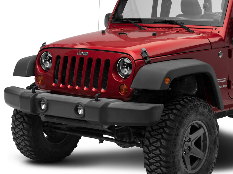 Raxiom J108042 97-18 Jeep Wrangler TJ/JK Axial Series LED Daymaker Headlights- Black Housing (Clear Lens)