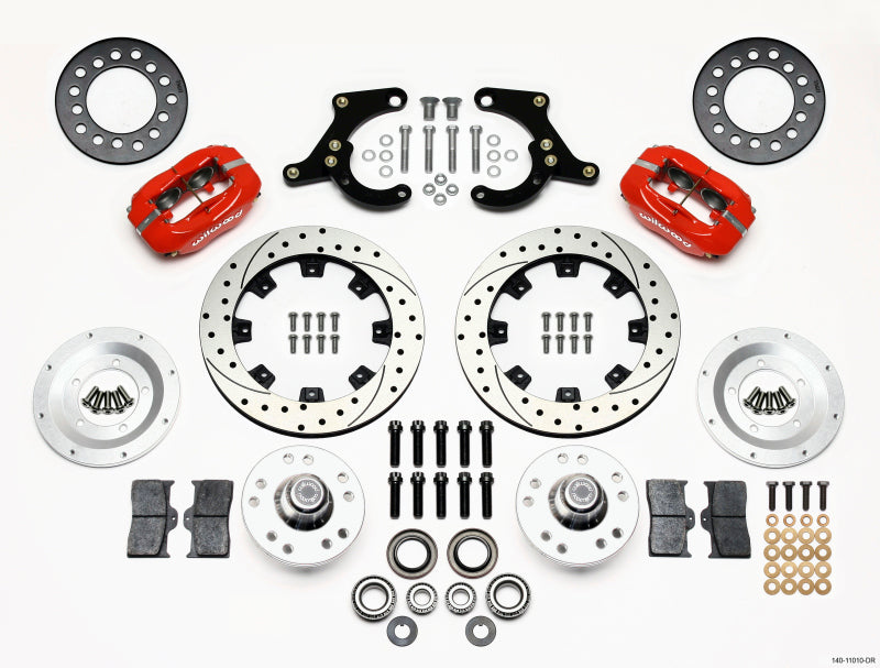 Wilwood 140-11010-DR Forged Dynalite Front Kit 11.75in Drilled Red 55-57 Chevy
