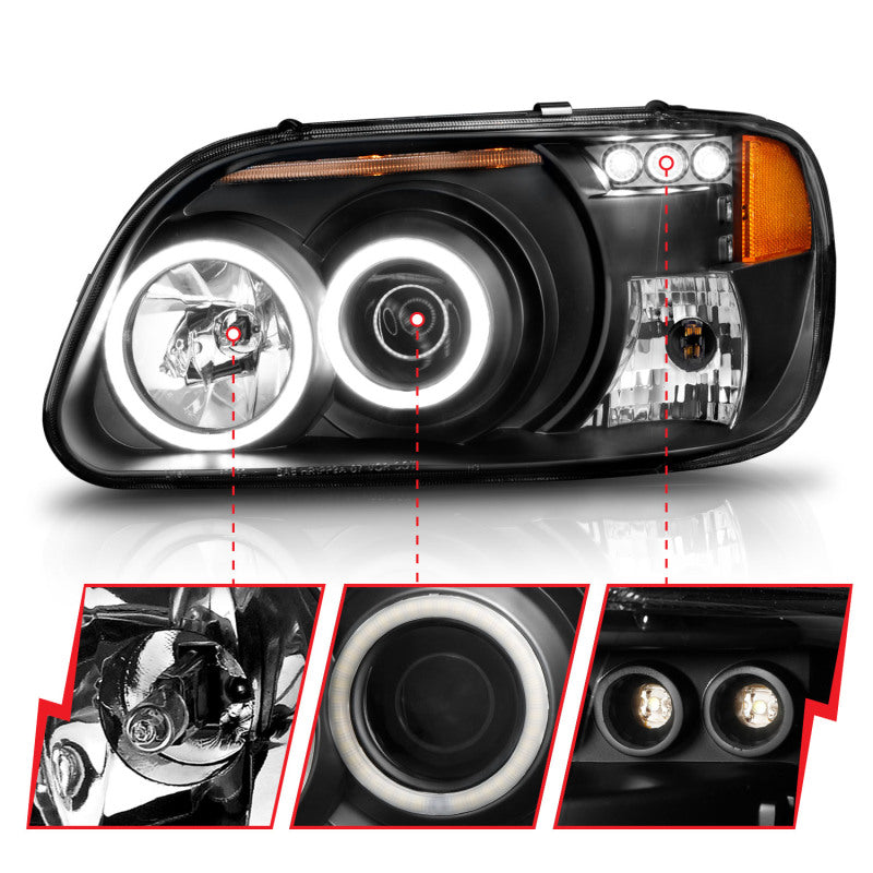 ANZO 111132 1995-2001 Ford Explorer Projector Headlights w/ Halo Black 1 pc