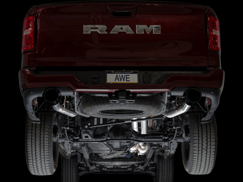 AWE Tuning 3015-33530 AWE 25+ RAM 1500 3.0TT 0FG Catback Touring Exhaust - Diamond Black Tips
