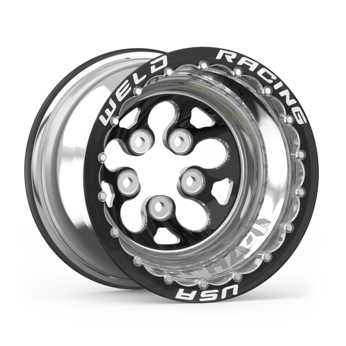 Weld 83B-512208MB Alpha-1 15x12 / 5x4.5 BP / 4in. BS Black Wheel - Black Double Beadlock MT