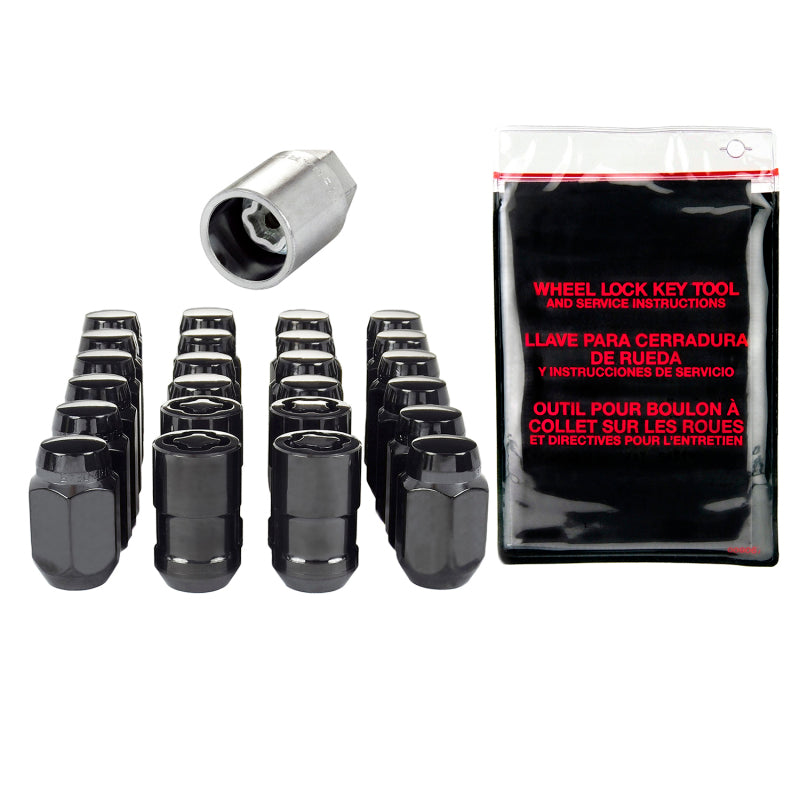 McGard 84658 6 Lug Hex Install Kit w/Locks (Cone Seat Nut) M12X1.5 / 13/16 Hex / 1.5in. Length - Black