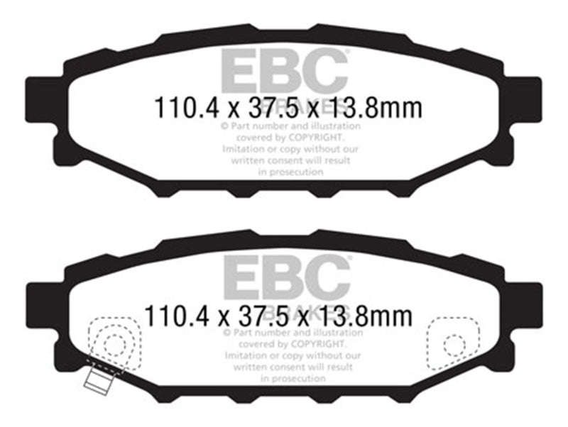 EBC DP31584C 12+ Subaru BRZ 2.0 (solid rear rotors) Redstuff Rear Brake Pads