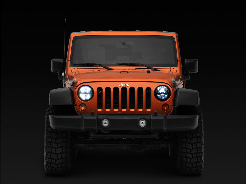 Raxiom J108039 97-18 Jeep Wrangler TJ/JK Axial Series LED Headlights- Black Housing (Clear Lens)