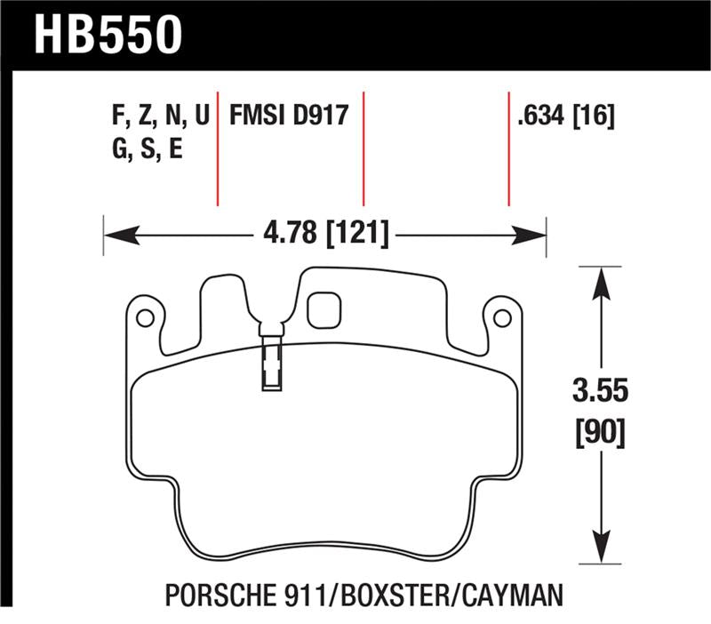 Hawk Performance HB550F.634 Hawk Porsche HPS Street Front Brake Pads