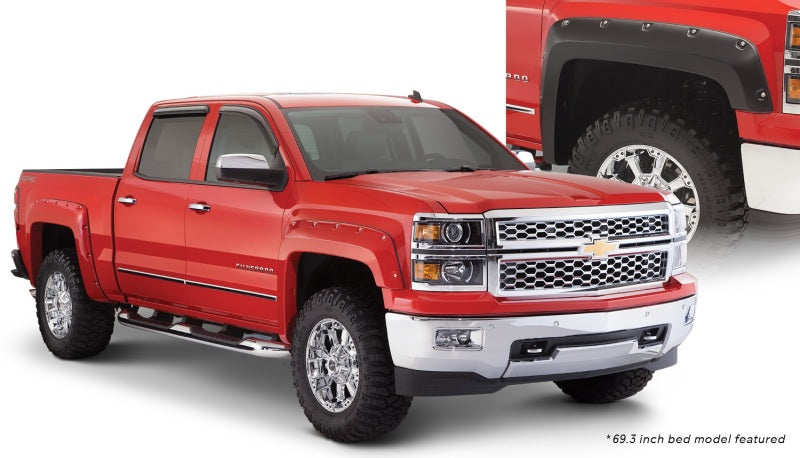 Bushwacker 40957-02 15-18 Chevy Silverado 2500 HD Fleetside Pocket Style Flares 4pc 78.8/97.8in Bed - Black